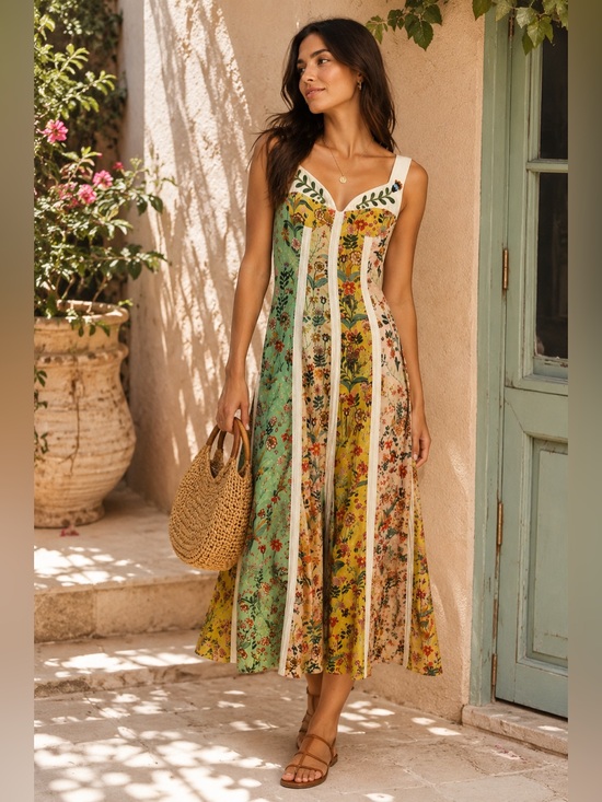 Christian Lacroix Dresses & Skirts - Christian Lacroix Floral Linen Blend Maxi Dress Farm Rio Inspired Size 6 | NWOT